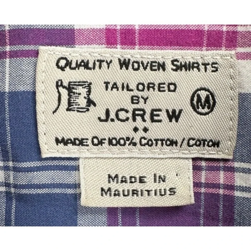 J Crew Shirt Adult Medium Purple Blue Plaid Woven Button Down Long Sleeve Mens